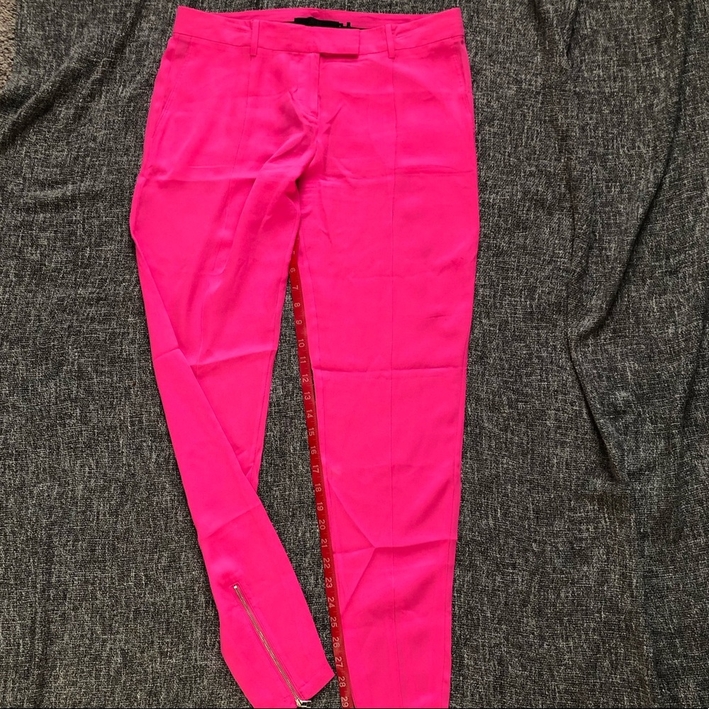 L.A.M.B. Hot / neon pink 100% silk pants, size 8